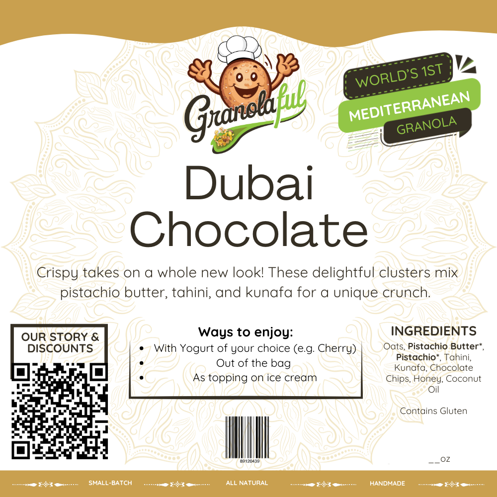 Who says the Viral Dubai Chocolate can only be eaten as a chocolate bar?

For our first seasonal flavor, we've crafted for you a delightful blend that's sure to make your day sweet. These clusters mix organic pistachio butter, tahini, and kunafa to create a new type of crunch. Order now while supplies last!